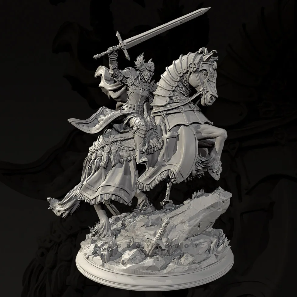 Unpainted Resin Knight Model Kit 38/50 Fantasy Medieval Cavalry Miniature Figure for DIY Painting Collection Decor