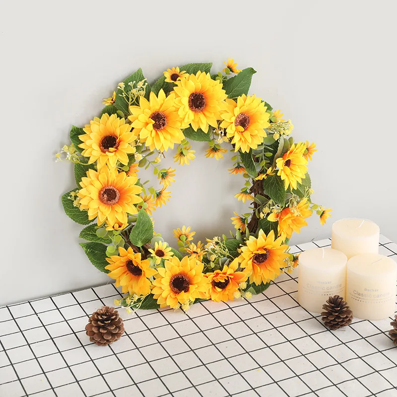 Deokey Artificial sunflower wreath Lintel decoration Home furnishings Living room decorations