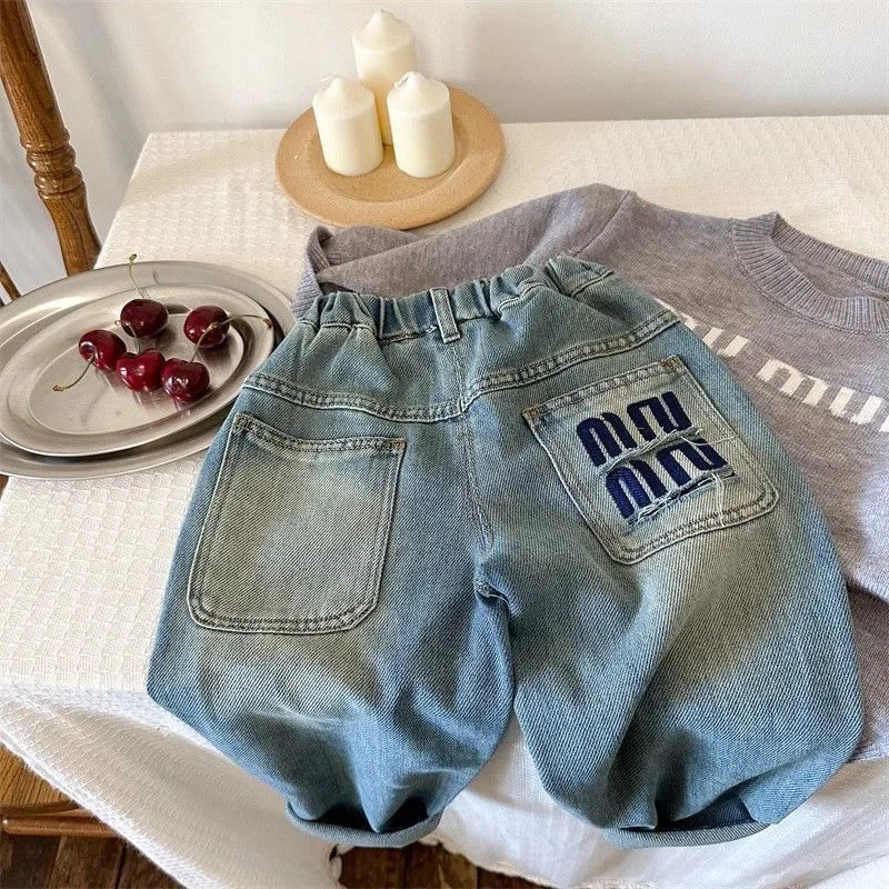 

Children's Pants Spring New Style Boys and Girls Letter Straight Pants