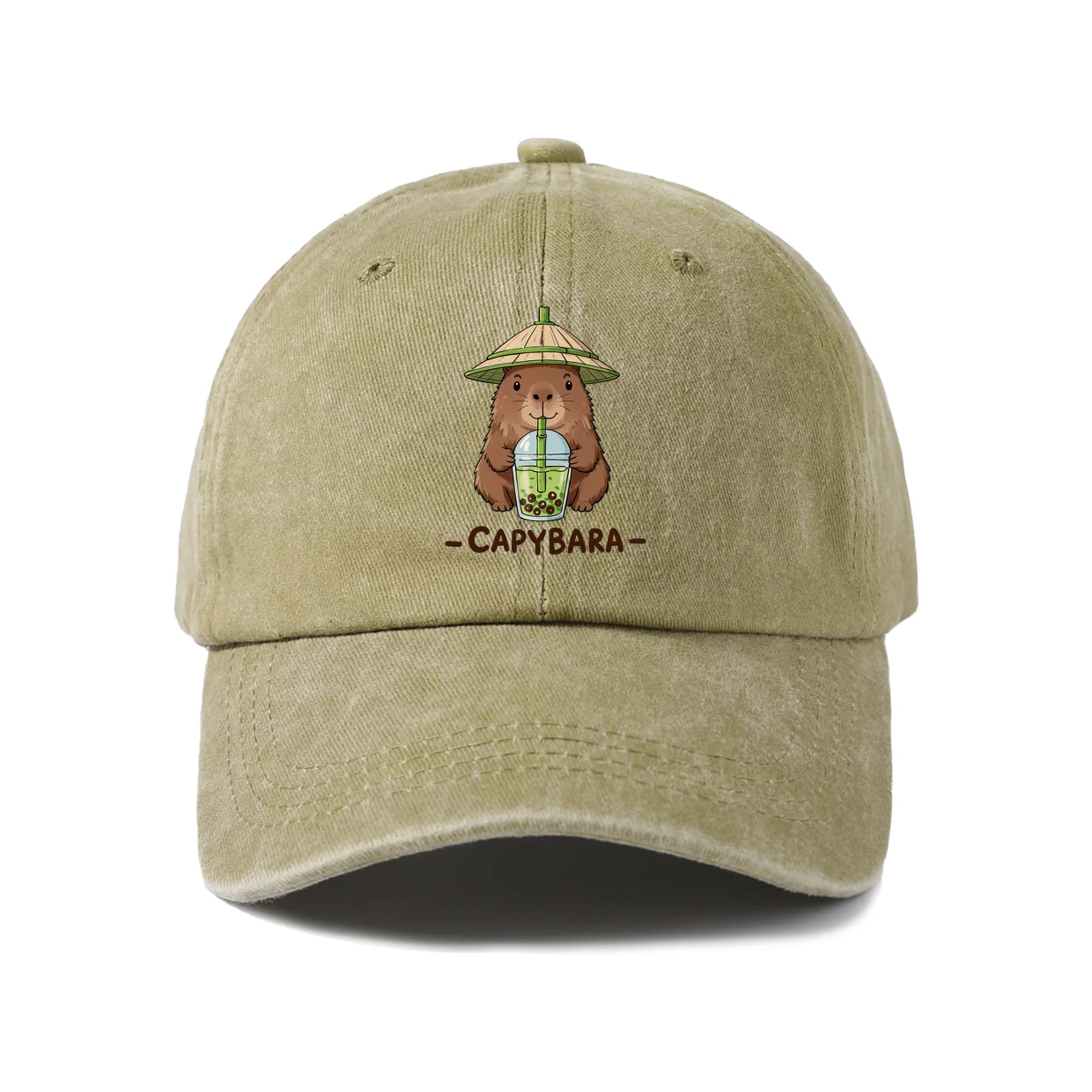 Whimsical Creature Illustration Baseball Cap, Vintage Washed Adjustable Unisex Dad Hat, Streetwear Gift