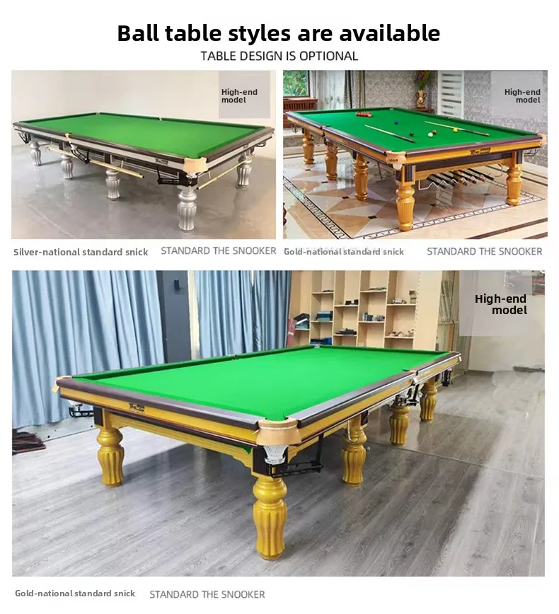 Solid Wood Indoor Snooker Table-Green Cloth Leather Pockets Automatic Ball Return for Commercial & Home Billiard view 5