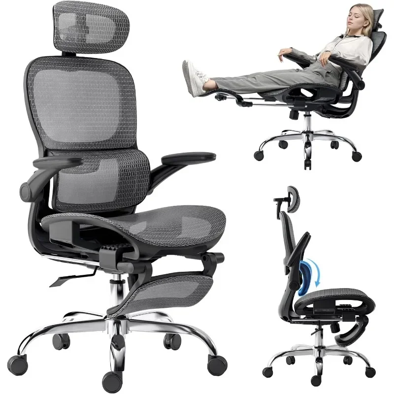 Ergonomic Office Chair,Office Chair with Tilt Function Ergonomic Chair with Adaptive Backrest, Adjustable Headrest，home.