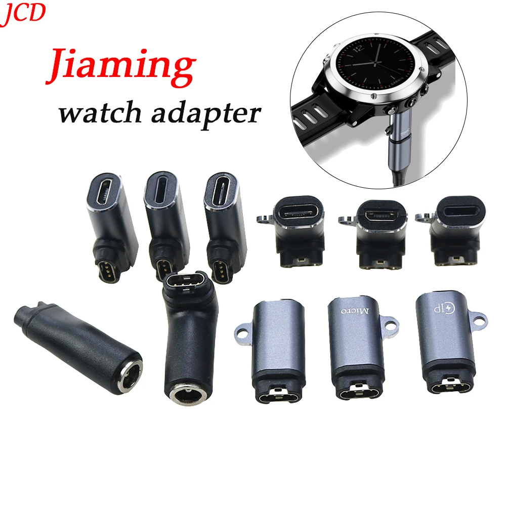 5.5x2.1/Type C/Micro USB to 4pin Charger Adapter Connector for Garmin Fenix 7/6/5/7X/6X/5X/ Venu 2 plus Watch Charging Converter