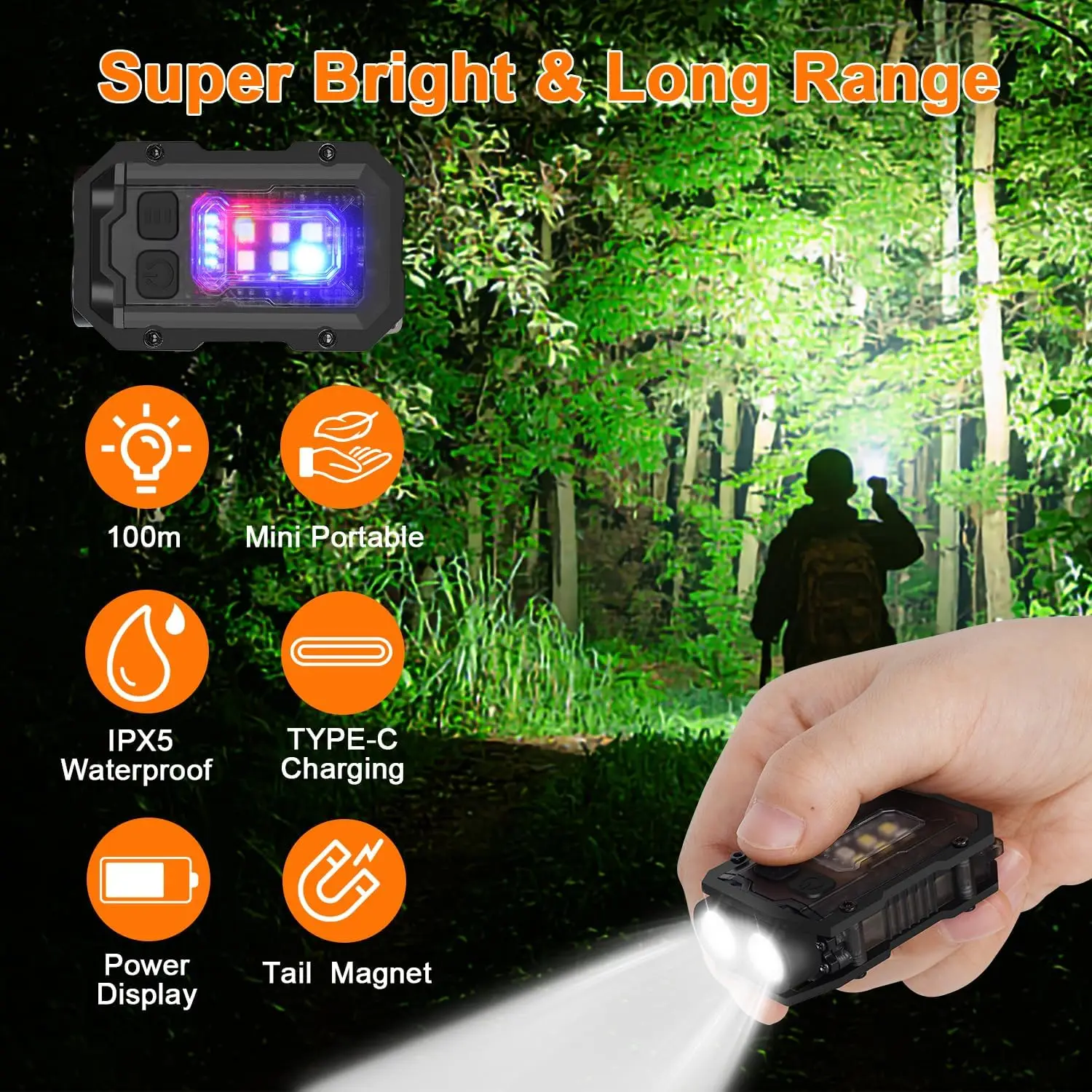 Super Bright Powerful Pocket Torch Light LED Multifunctional Linterna Magnetic COB LED EDC Mini Keychain Flashlight Rechargeable