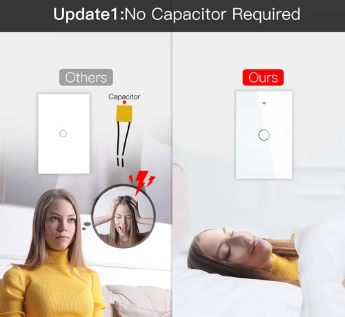 Imagen 2 del producto Interruptor de luz inteligente táctil de pared ZigBee con neutro/sin neutro, sin condensador Smart Life/Tuya, Control de 2/3 vías, compatible con AlexaGoogle
