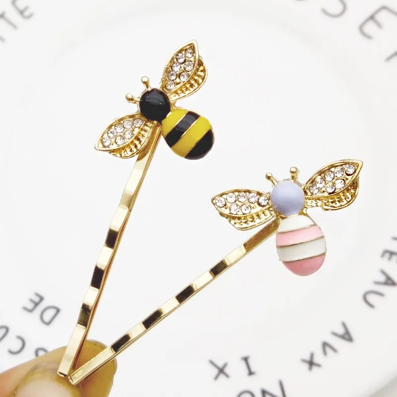 Cute Bee Delicate Hair Clip Drop Oil Vintage Head Ornament Bow Metal Hairpin Hair Accessories for Women Girls