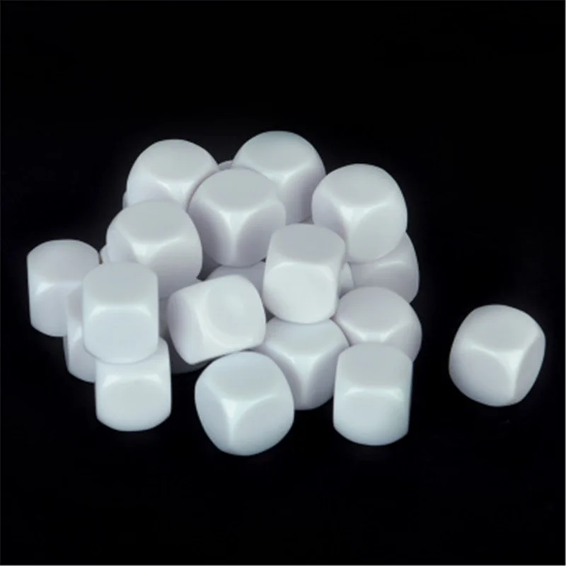 10Pcs/Lot! 16mm Blank Dice White Rounded Corner Write White Blank Dice Board games For Children Teching DIY Dice