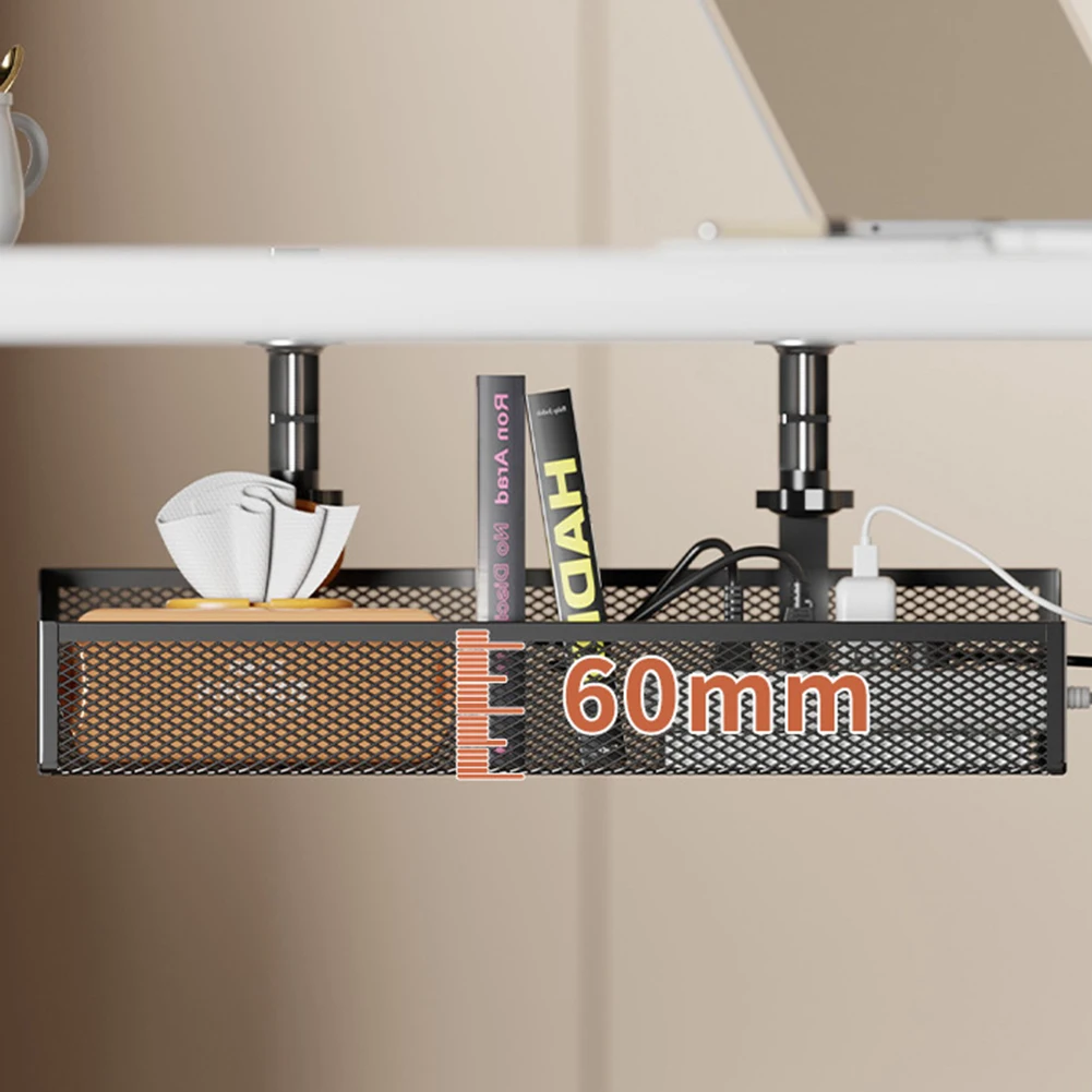 Under Table Cable Management Trays No Drill Clamp Mounted Cord Organizer Socket Storage Rack for Managing Cables Power Strips