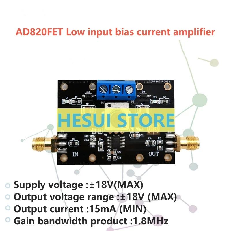 AD820FET operational amplifier module unit gain bandwidth 1.8MHz rail to rail output low noise