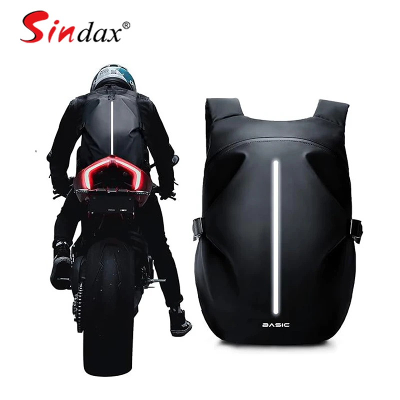 

Men's Motorcycle Backpack with Reflective Strip 40L Large Capacity Waterproof Motorcycle Helmet Bag Outdoor Motorcycle Accessory