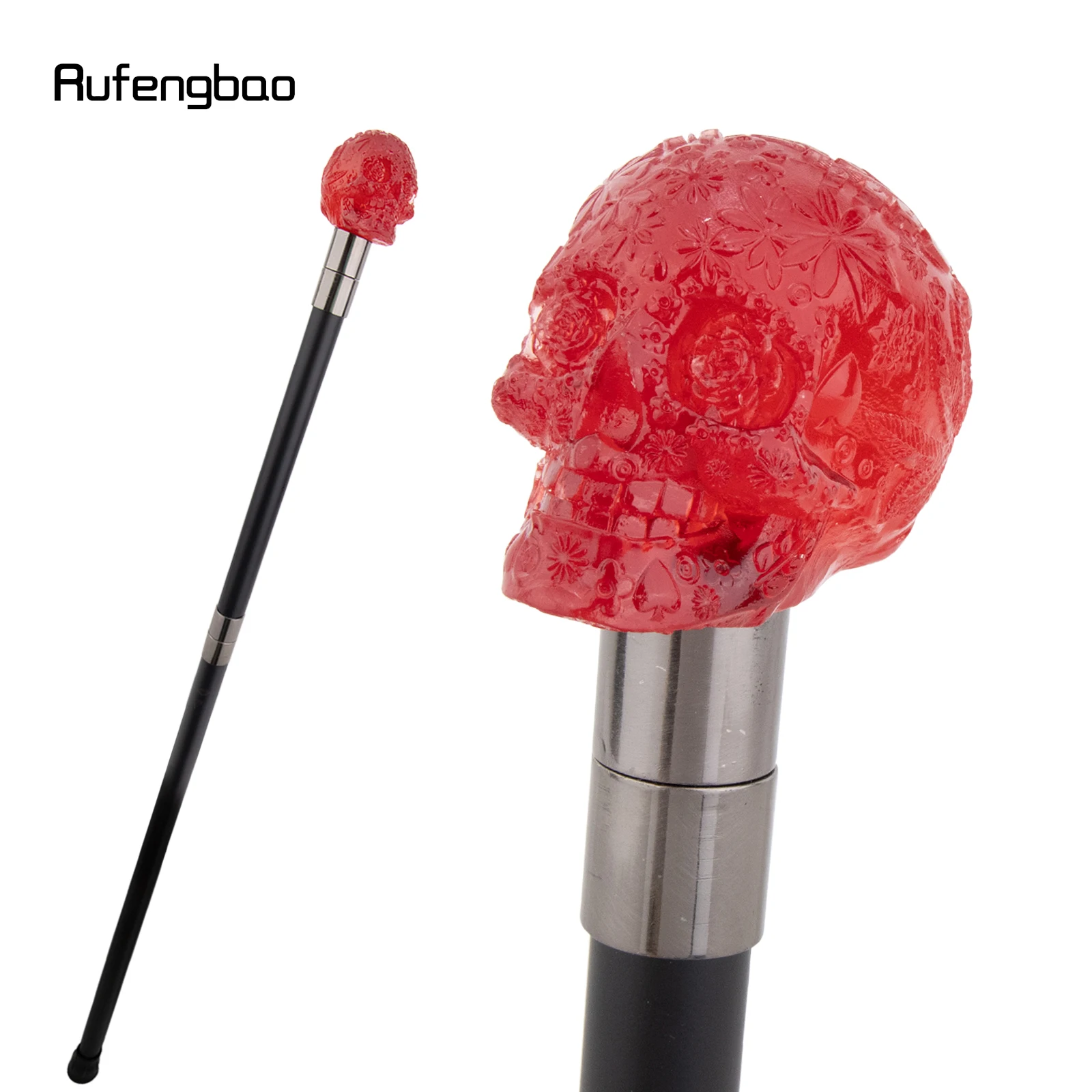 red-transparent-resin-flowers-skull-cane-colorful-costume-prop-stylish-cane-aesthetic-decorative-stick-theatrical-prop-92cm