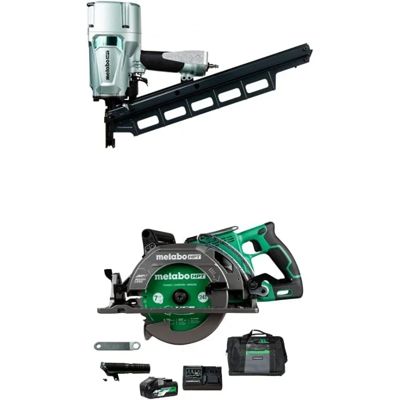 NR83A5(S) Framing Nailer w/ Metabo HPT 36V MultiVolt™ Cordless Rear Handle Circular Saw Kit (C3607DWA