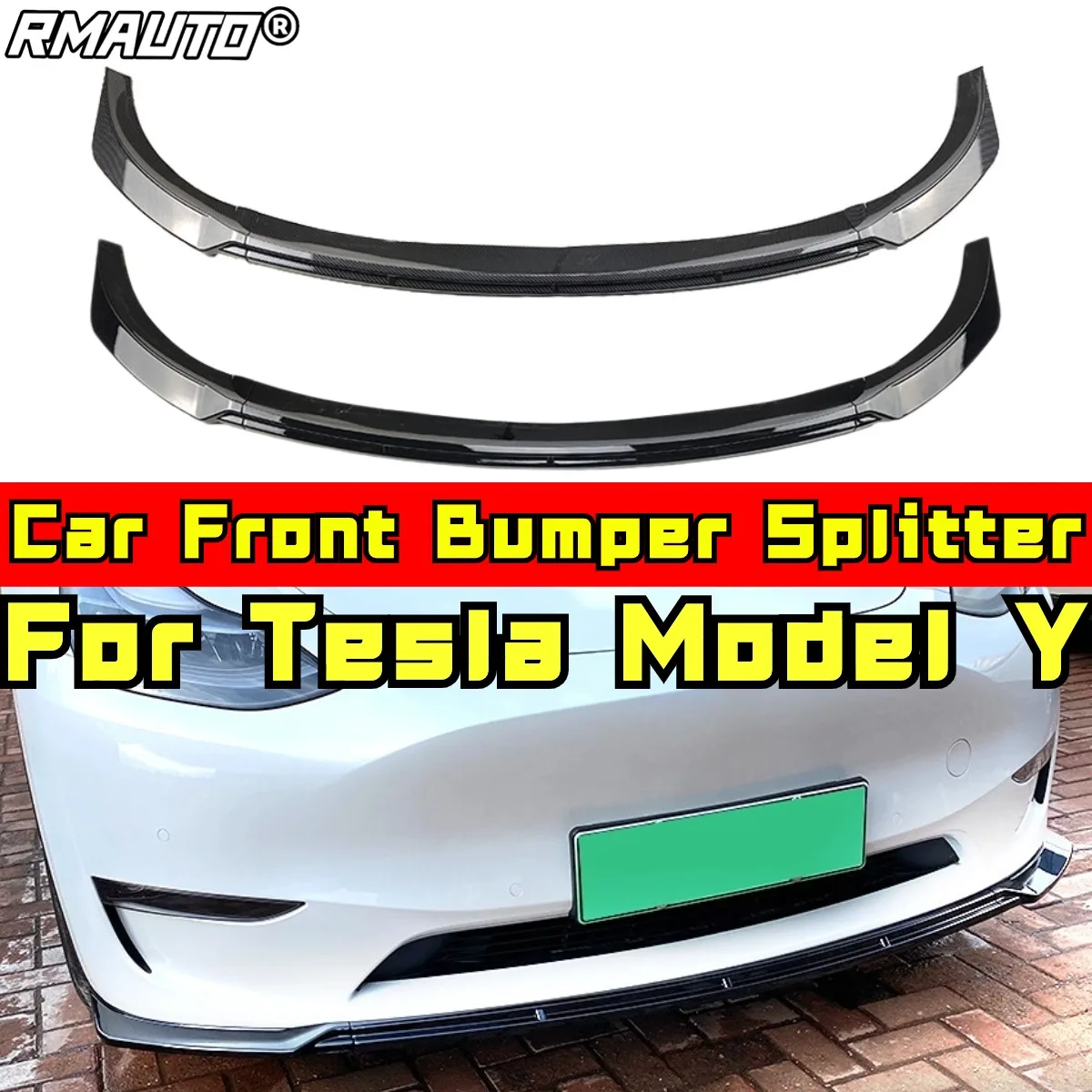 

Для Tesla Model Y Body Kit передний бампер сплиттер диффузор передняя защита губ глянцевый черный для Tesla Model Y автомобильные аксессуары