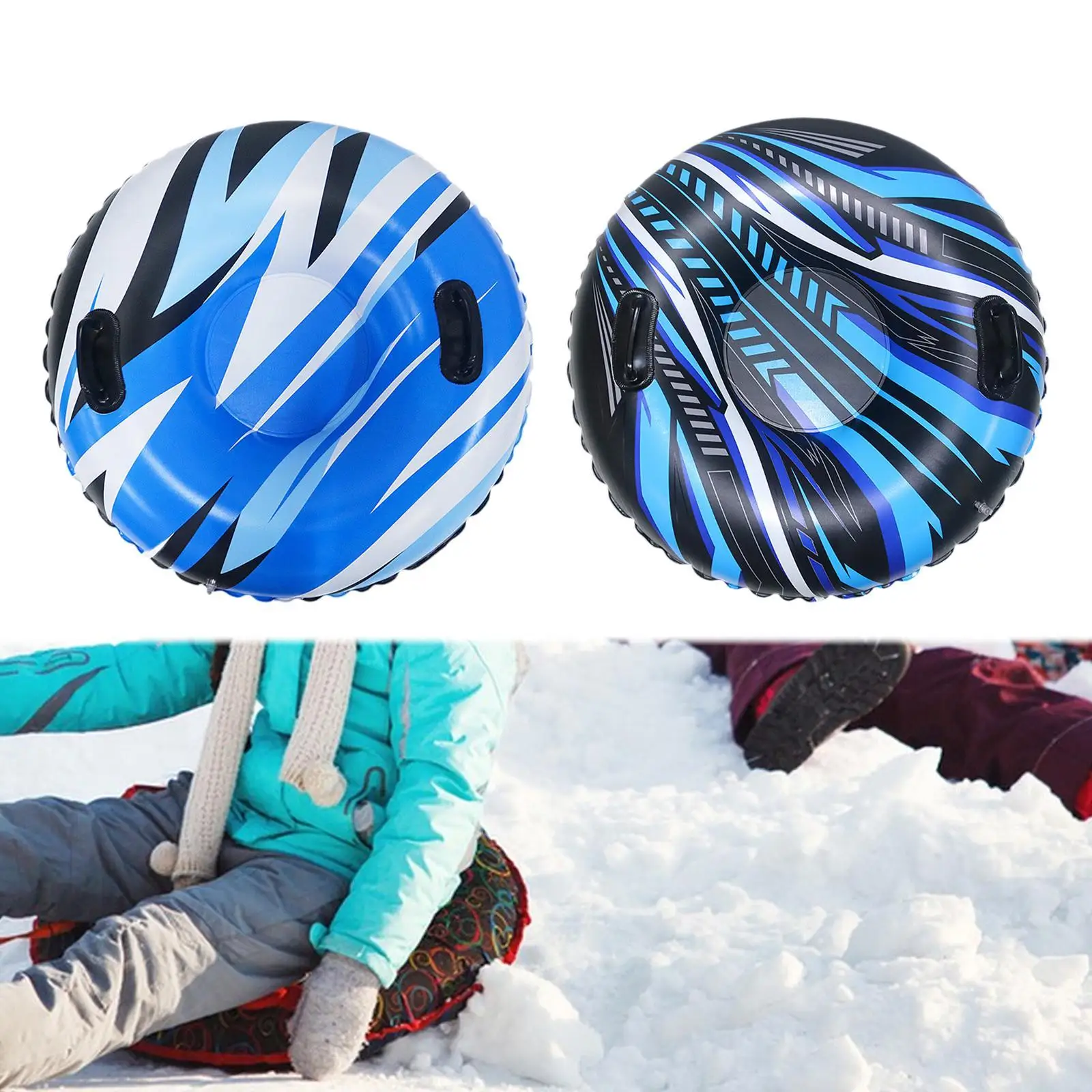 Inflatable Snow Tube Snow Toy Dia. 83 cm Snow Sled Snow Sledge with Handles for Skiing Family Activities Outdoor Sledding Sports