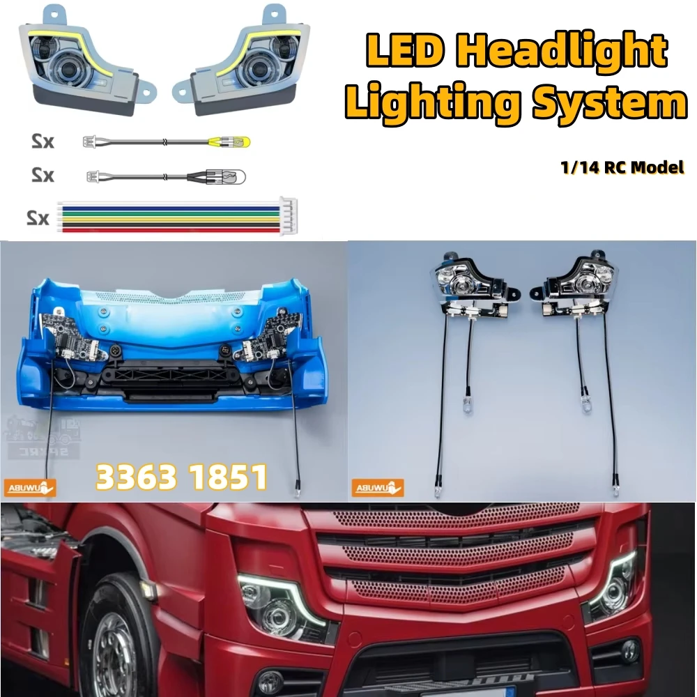 

3363 1851 5 В задний фонарь, светодиодная фара, система освещения, лампа, налобный фонарь для 1/14 Tamiya Benz Actros, игрушка с прицепом с дистанционным управлением