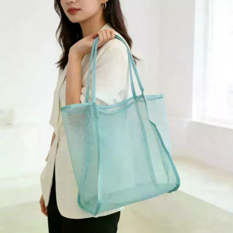 Mesh Beach Bag Breathable Sand Free Quick Dry Large Storage Tote for Outdoor Beach Picnic Swimming Pool