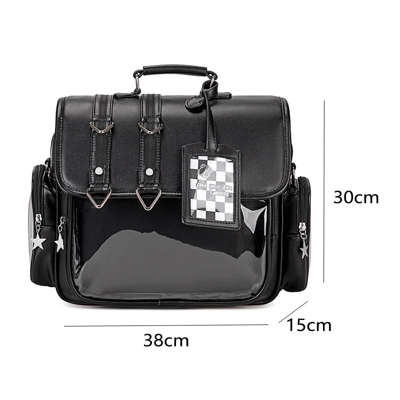 Japanese JK Ita Bag Women Kawaii School Bag Large Capacity PU Backpack Crossbody Tote Anime Uniform Pain Bag