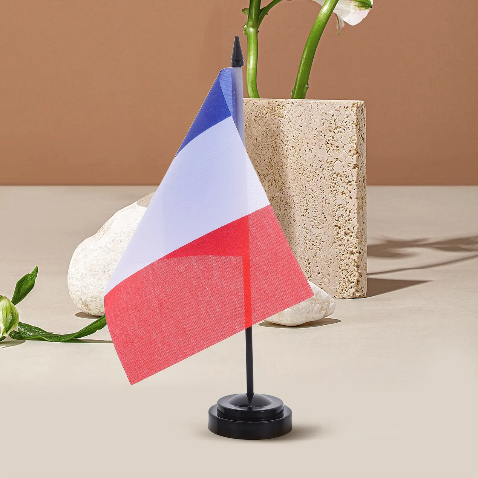 10Pcs Desk Flags Stable Support Mini Desktop Flag Base Office Conference Room French Table Flags Professional Decor