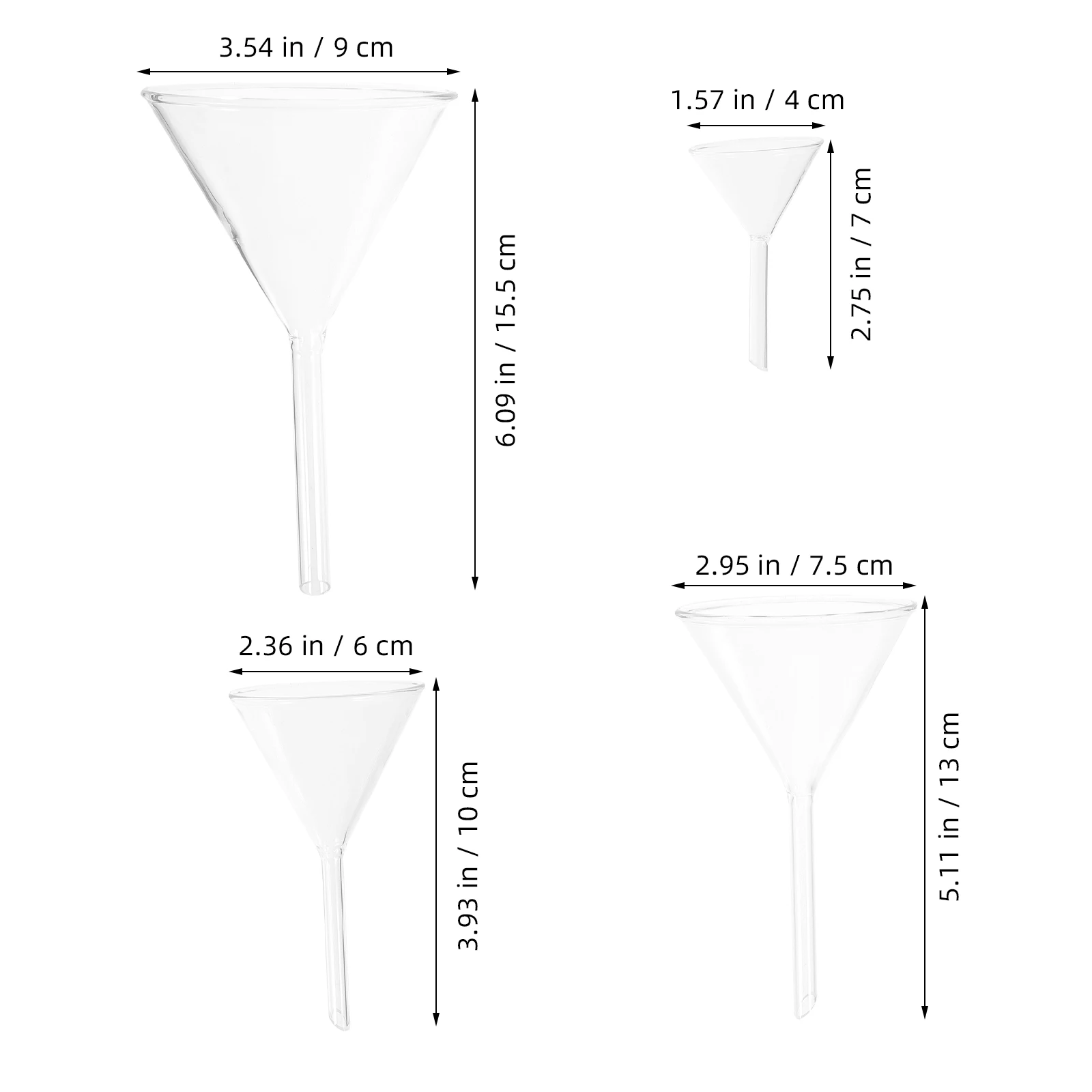 

Borosilicate Glass Funnel Set Laboratory Short Stem Funnel Kit Heat Resistant Scientific Glass Filler
