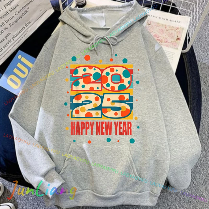 2025 حفلة ليلة رأس السنة تجمع الأسرة طباعة المرأة رجل هوديي الرجال الرجال هوديس ملابس للرجال مقنعين قميص بلوزات #1