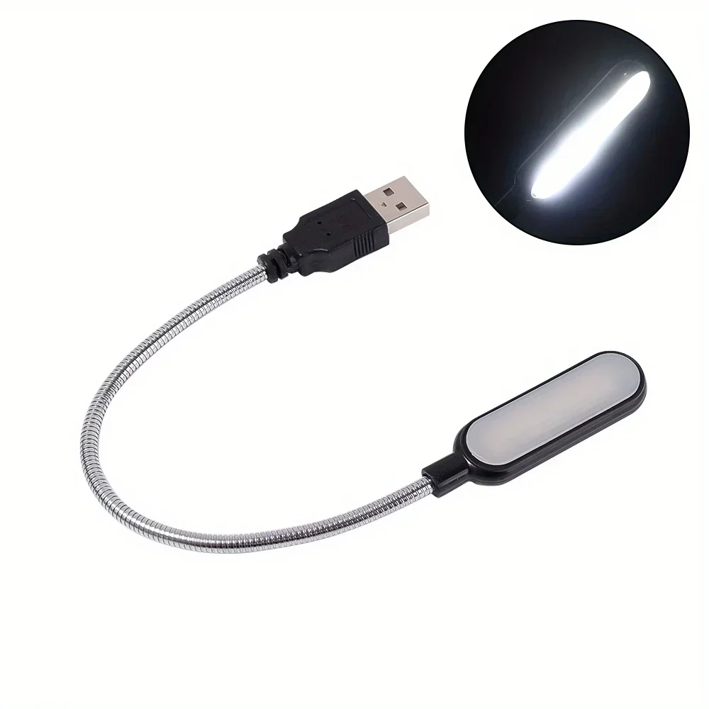 1 szt. Lampka do czytania LED USB czarna/biała/niebieska przenośna elastyczna ochrona oczu Mini lampka nocna komputer przenośny lampa biurkowa