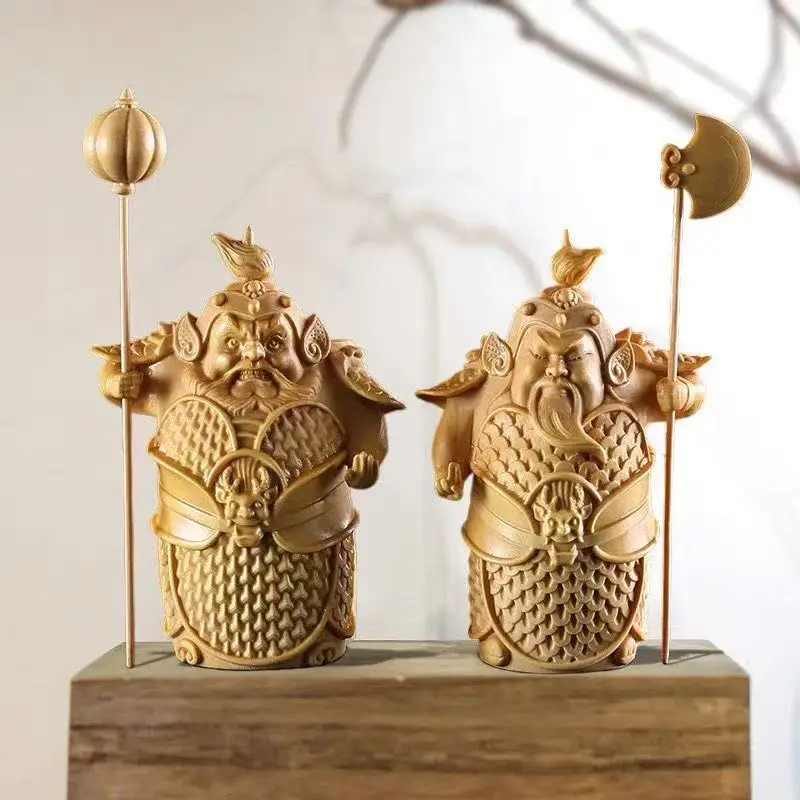 Sculpture sur bois porte dieu sculptures et figurines chinois gardien dieu maison salon bureau richesse chance Feng Shui décor une paire