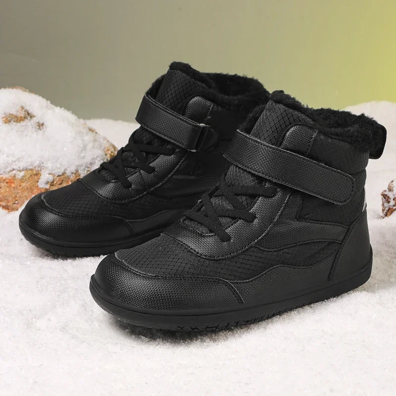 Kid winter boot boys&girls Barefoot snow boots wide foot warm cotton boots for small/medium kid children's outdoor hiking boots