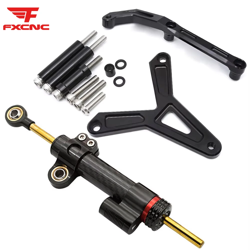 

Carbon Motorcycle Steering Damper For YAMAHA MT09 Tracer 2021-2023 CNC Aluminum Stabilizer Bracket Mounting Support Kit