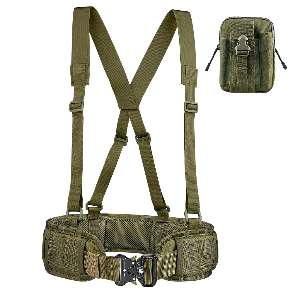 Hunting MOLLE Belt for Men Hunting Outdoor Battle Belt Set War Belt Military Inner Waist Belt with Phone Tool Bag for Shooting