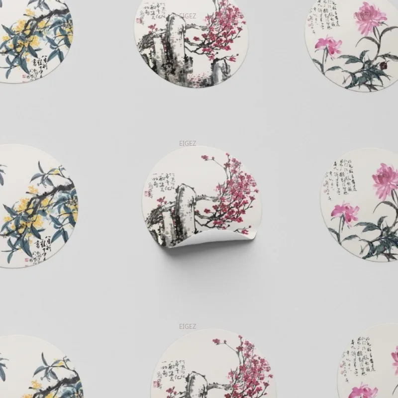 500 Stickers/roll of Chinese Painting Stickers, Children's Cartoon Toys, Hand Tents, Decorative Labels, Stickers