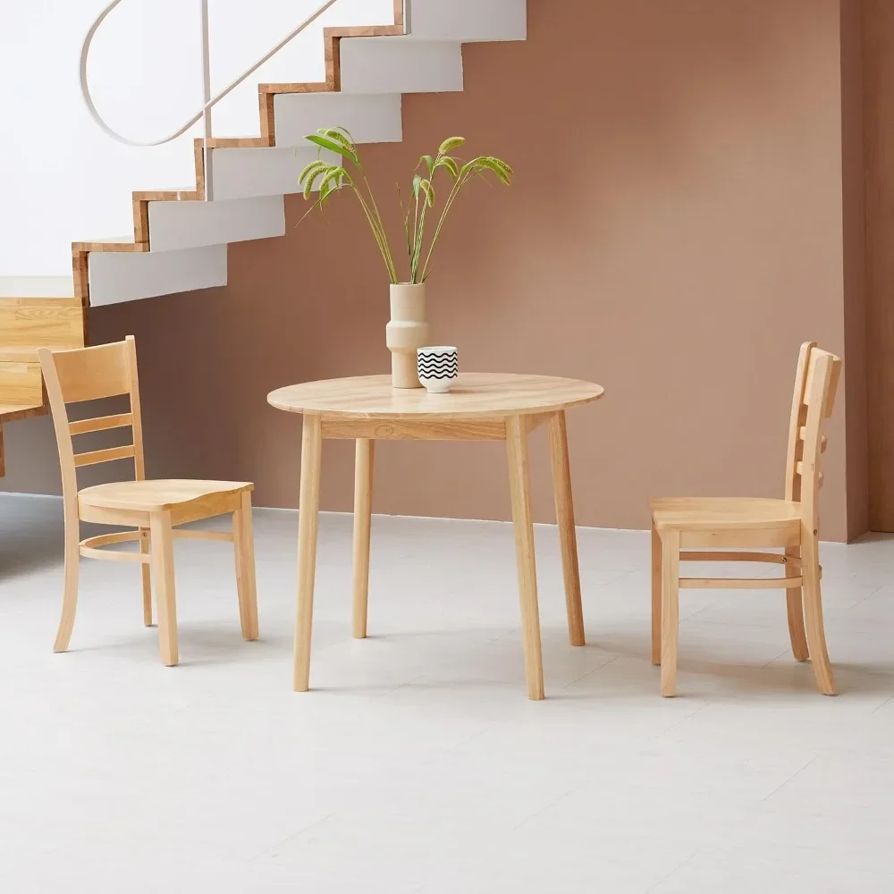 35.4 Round Wooden Dining Table/Mid Century Modern Oak Kitchen Table