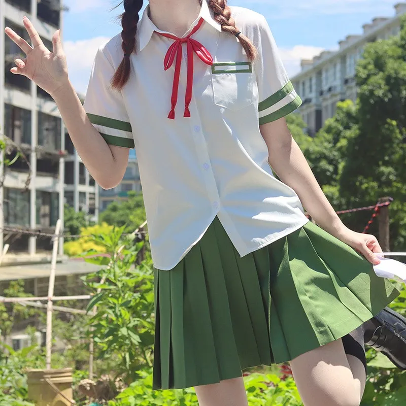 Japanese Uniform Short-sleeved dress Suit Japanese Anime Style JK Top+Pleated Skirts College Style Sailor Outfit Cosplay Costume