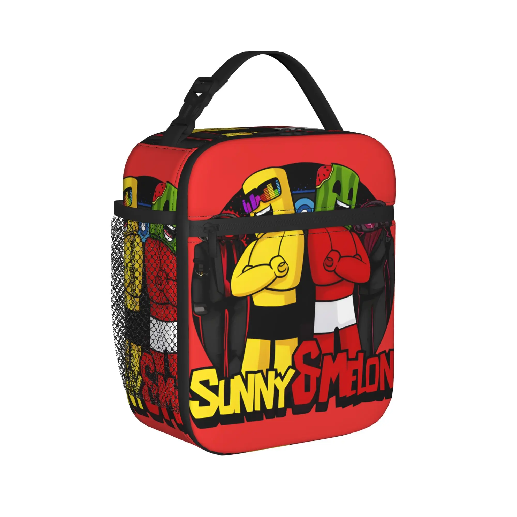 Lunch Bag Sunny And Melon Circle Poster With Speaker Characters School Lunch Box For Women Funny Portable Graphic Tote Food Bags