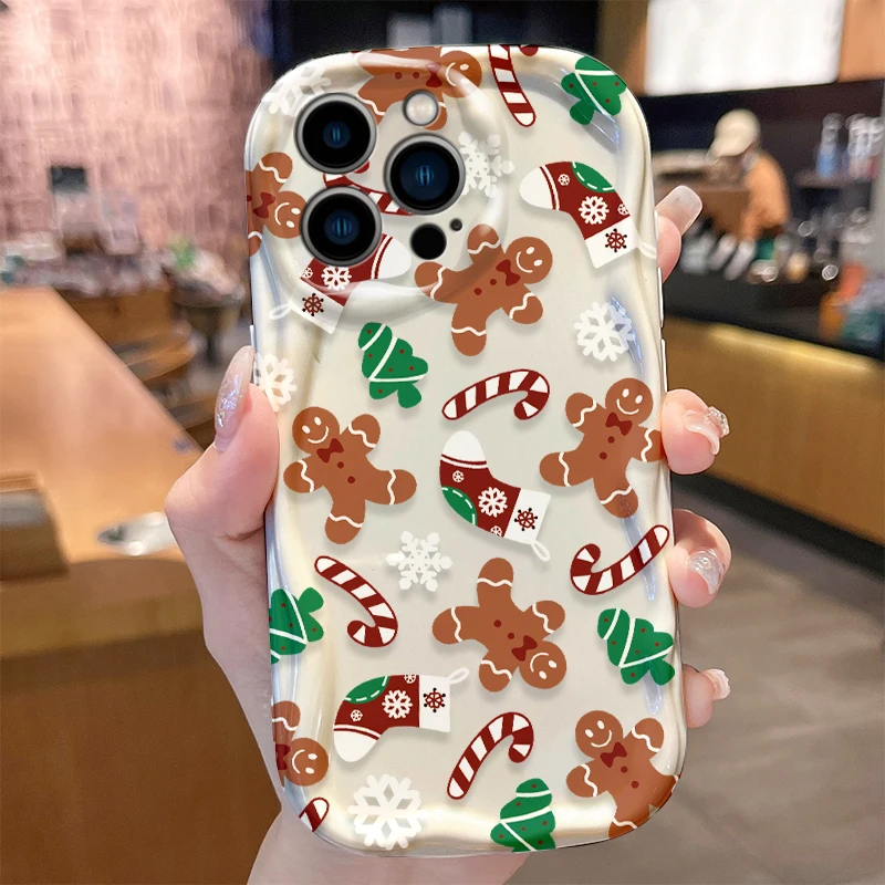 Christmas Pattern Case for iPhone 16 15 14 Pro Max 13 12 Mini 11 XS X XR 8 7 Plus SE 2022 2020 Silicone Shockproof Cover Funda