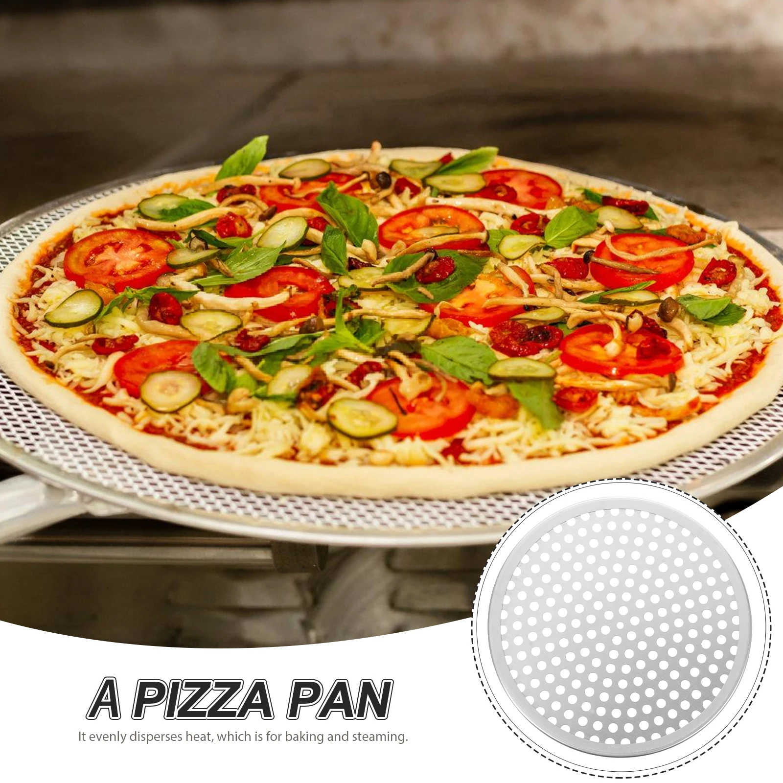 

Pizza Pan Aluminum Alloy Non-Stick Tray With Holes Heat Resistant Scratch Resistant Round Baking Plate Food Steaming Net Heavy