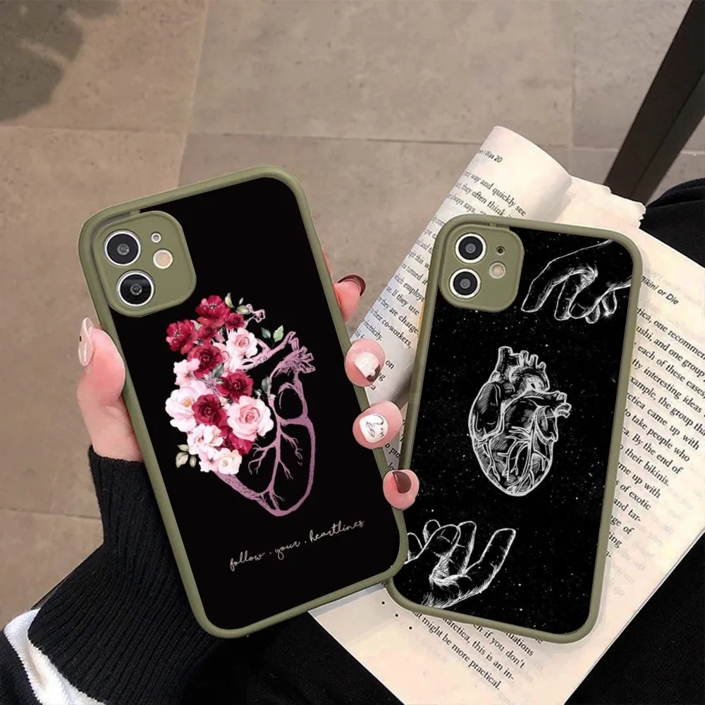 Medical Human Organs Brain Meridian Kidney Pattern Phone Case for iPhone 14 11 12 13 Mini Pro Max 8 7 Plus X XR XS MAX Transluce