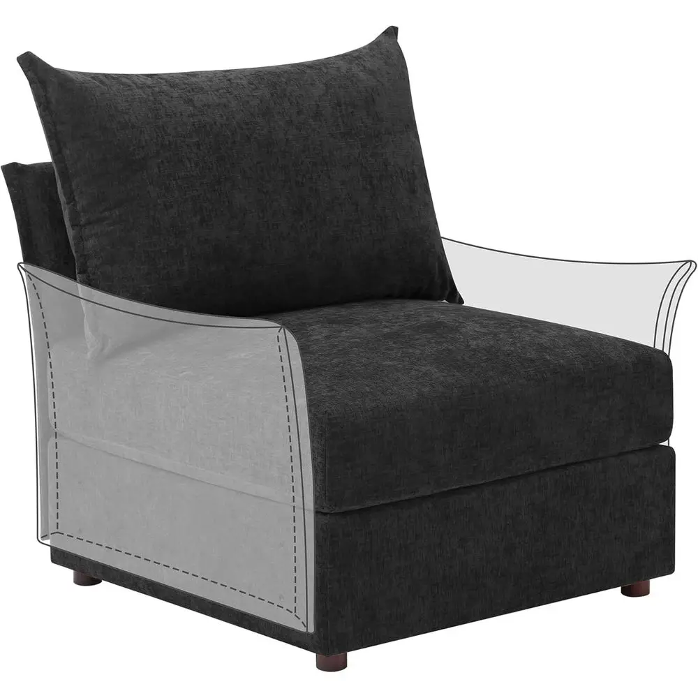 

Modern Sectional Sofa with Cushioned Seat and Black Base