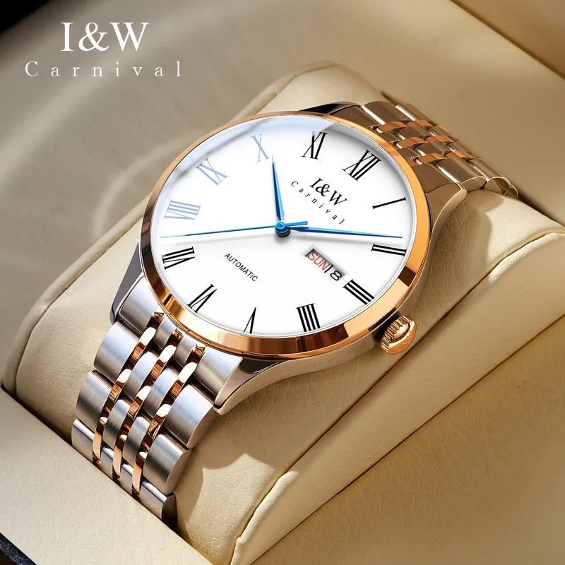 Carnival High-end Series I&W Brand Luxury MIYOTA Mechanical Watches for Men Stainless Steel Sapphire Glass Automatic Wristwatch