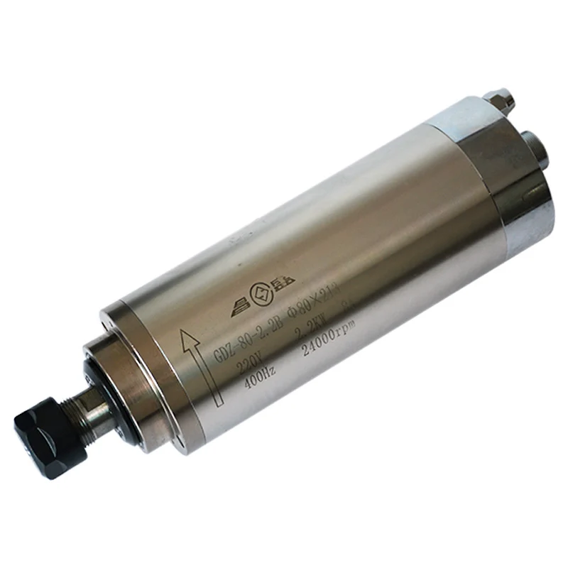 

2.2kw 24000rpm ER20 water-cooled engraving electromechanical spindle ，four bearings, current: 8.5A