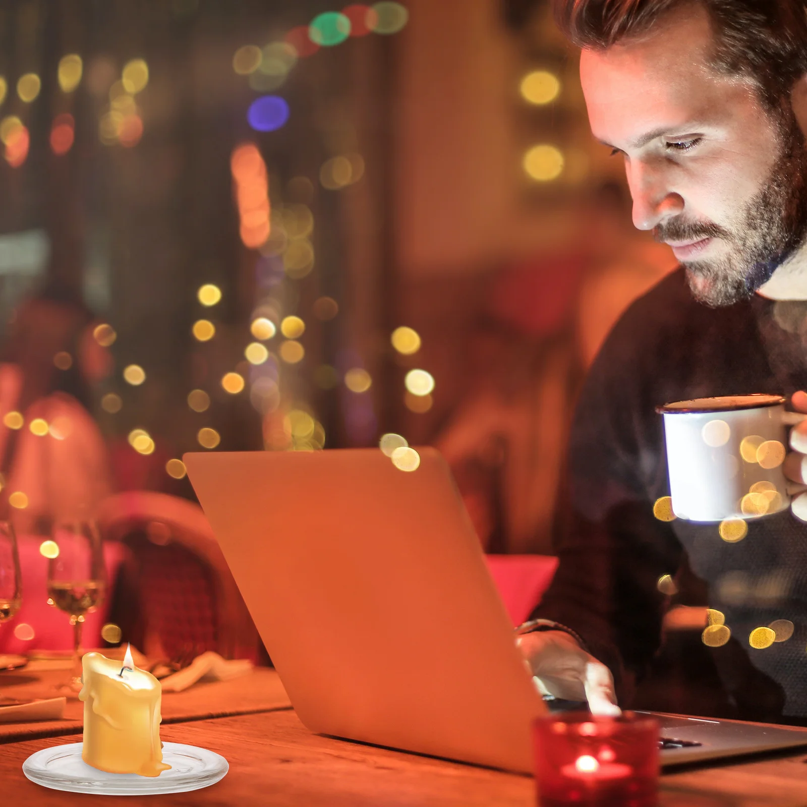 

2Pcs Glass Candleholder Round Transparent Stand Practical Decorative Decor Stand Simple Candleholder