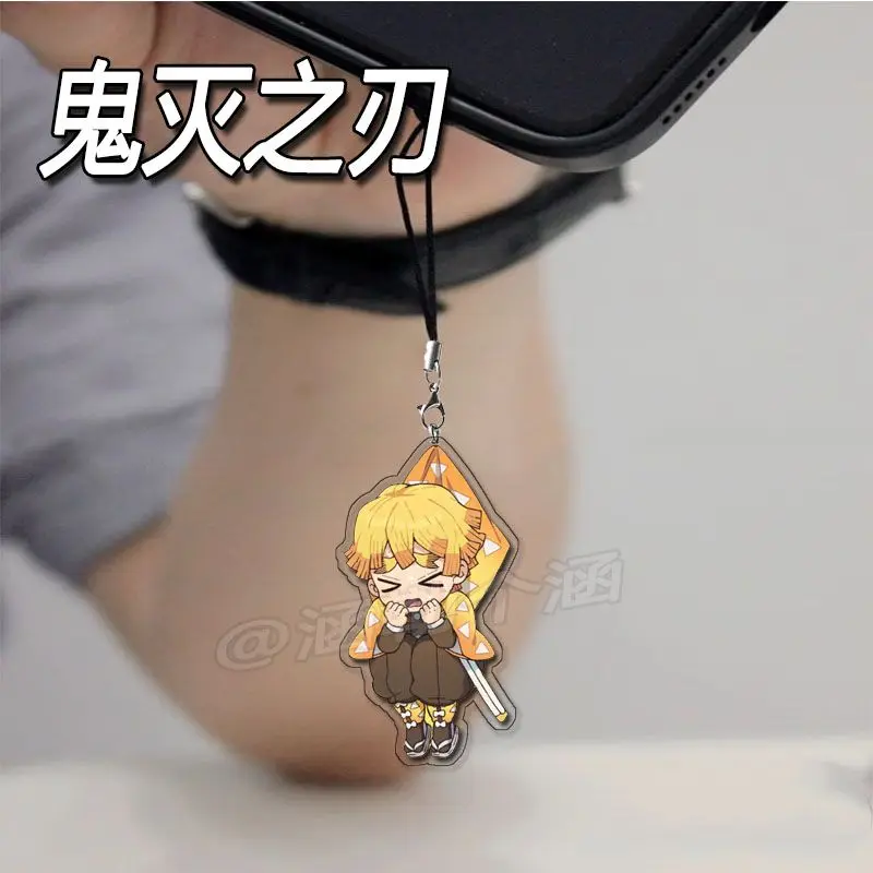 Demon Slayer Anime Kamado Tanjirou Kamado Nezuko Agatsuma Zenitsu Acrylic Mobile Phone Lanyard Chain Pendant Keychain Decor