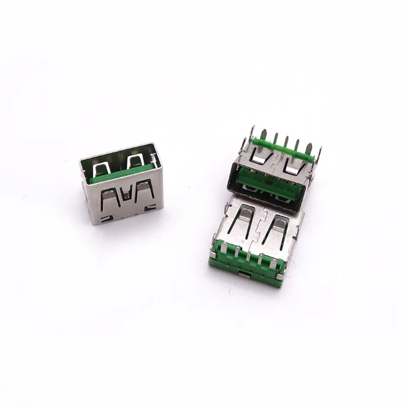For high current USB  USB female seat short body OPPO female seat 90 degree four-leg plug board, straight edge green glue