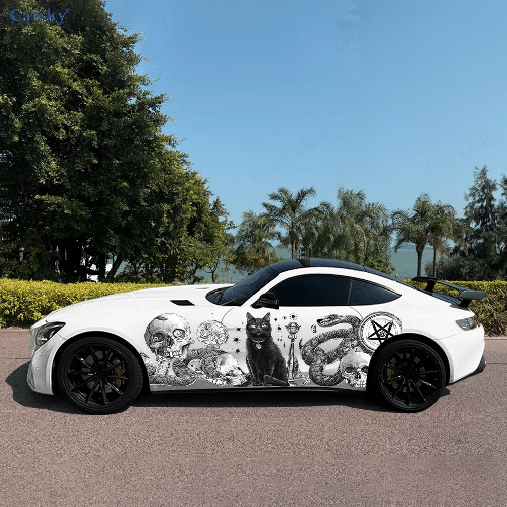 

Cat Snake Scepter Skull Car Vinyl Wraps Decal Self-adhesive PVC Sticker Suitable for Trucks SUV Decoration Auto Accessories Gift