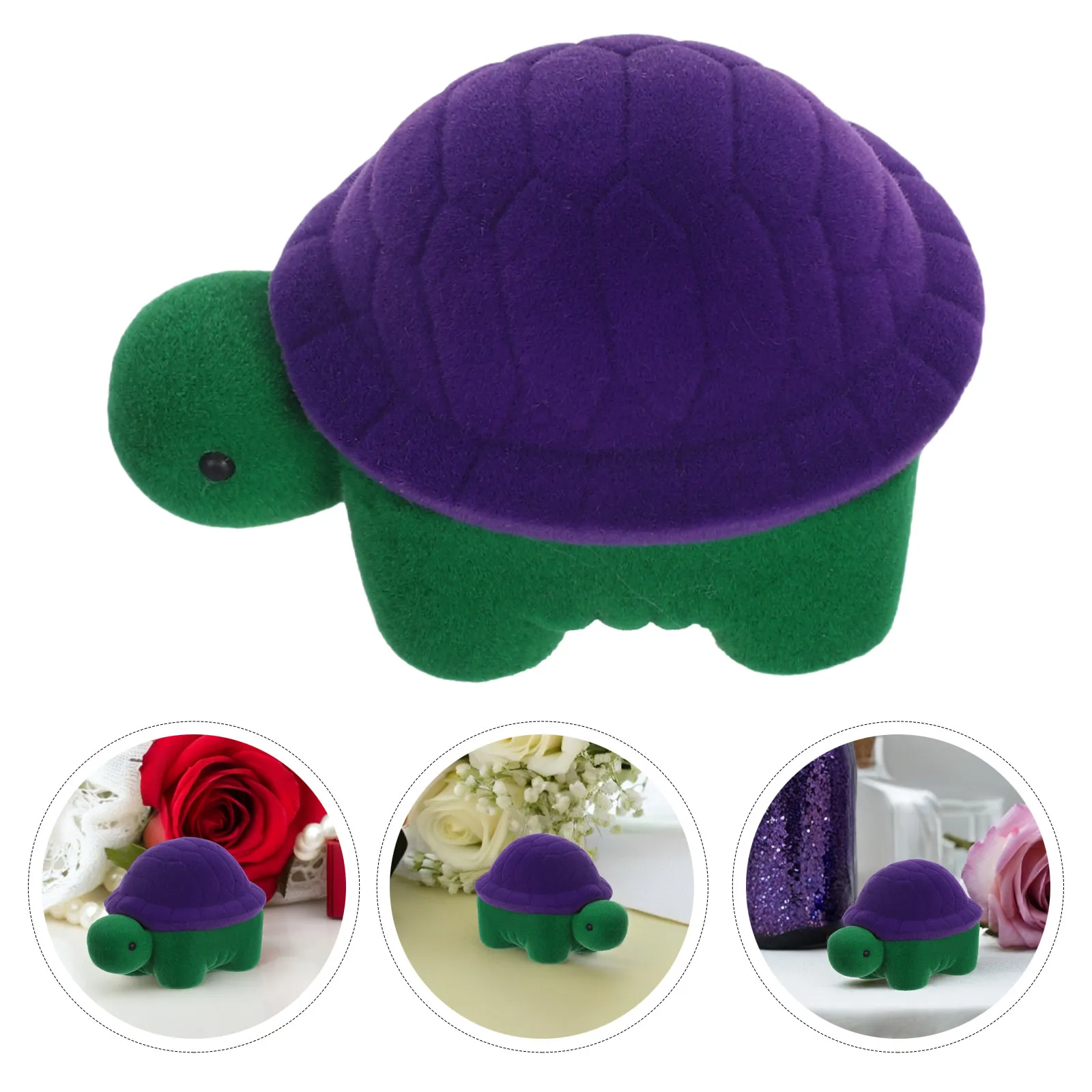 Turtle Shaped Jewelry Box Cute Cartoon Ring Holder Soft Lining Small Jewelry Organizer Travel Earring Storage Funny Trinket Box