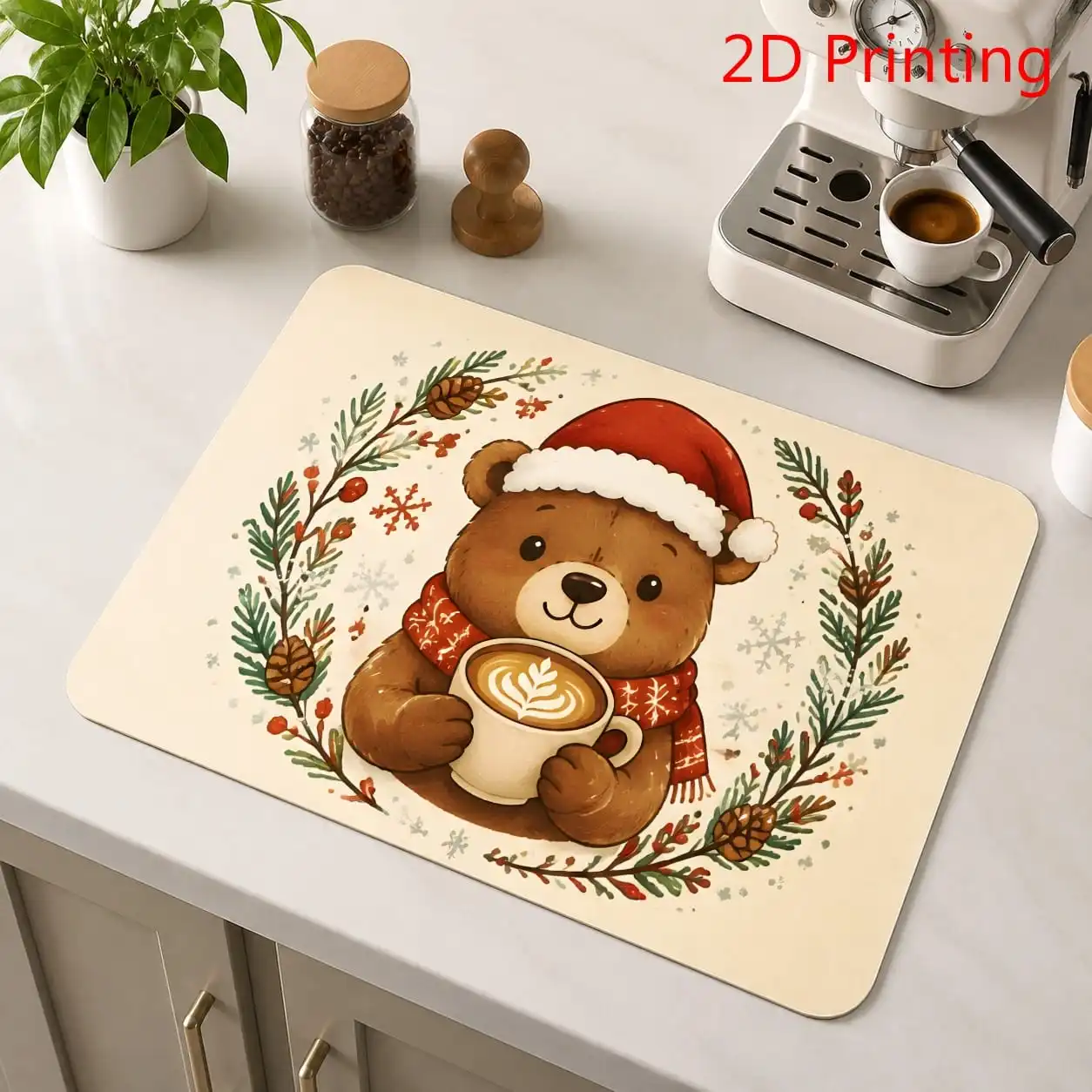 Super Absorbent Mat 2D Flat Glow Lotus Flower Cushion Dish Drying Pad Abstract Neon Galaxy Kitchen Countertop Carpet