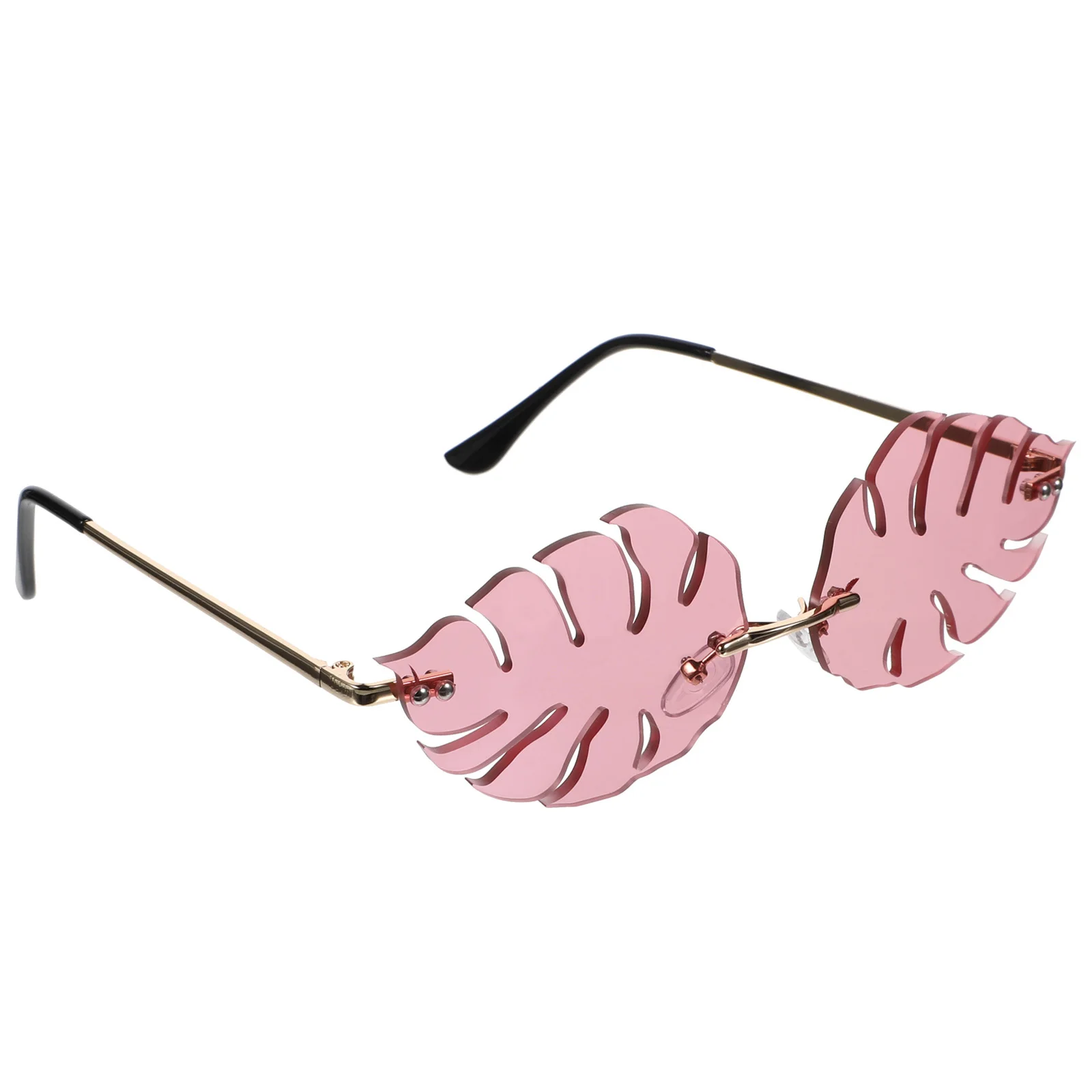 1 قطعة نظارات شمسية بدون إطار على شكل ورقة شجر وردي مضحك للحفلات صور دعامة نظارات عصرية لديكور الحفلات الإبداعية وكشك الصور