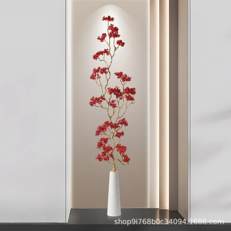 Living room red crystal fortune tree large ornament porch TV cabinet next to the floor vertical height to attract wealth high-en