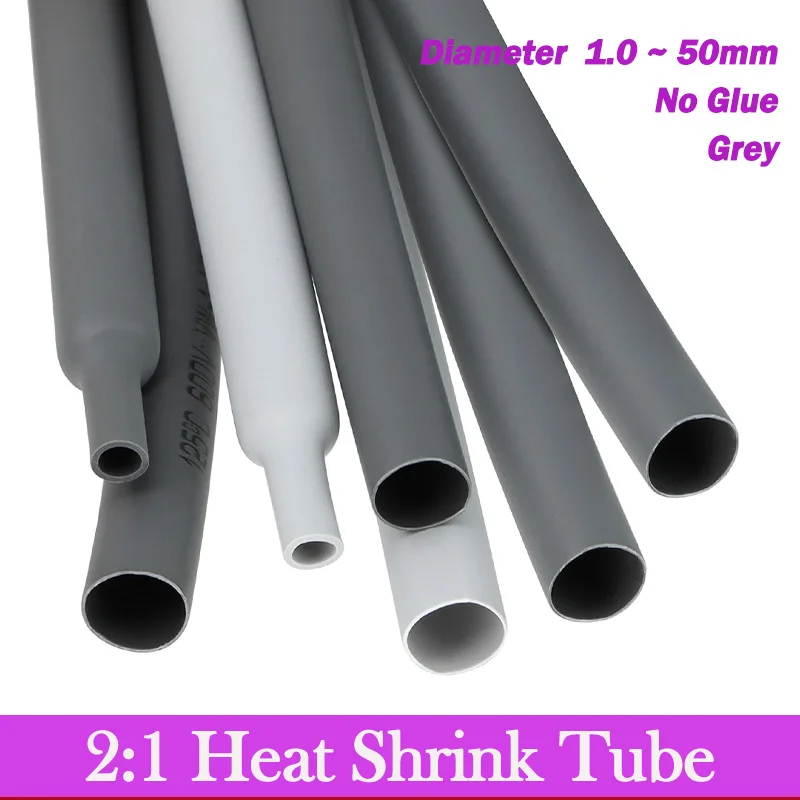 

1-25M Grey Dia 1mm ~ 50mm 2:1 Heat Shrink Tube Polyolefin PE DIY Cable Repair Shrinkable Tubing Case Sleeve Wire Sheath Wrap