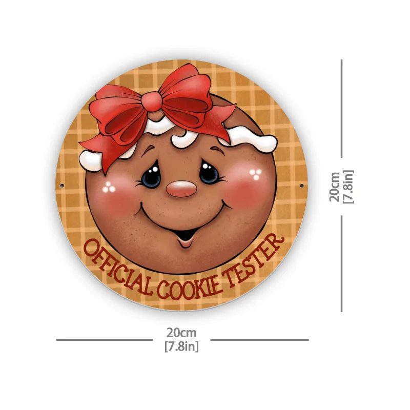 Charming Gingerbread Girl Round Tin Sign - Classic Wall Decor for Home, Bar, Garden | Versatile Family Theme | Perfect Holiday G