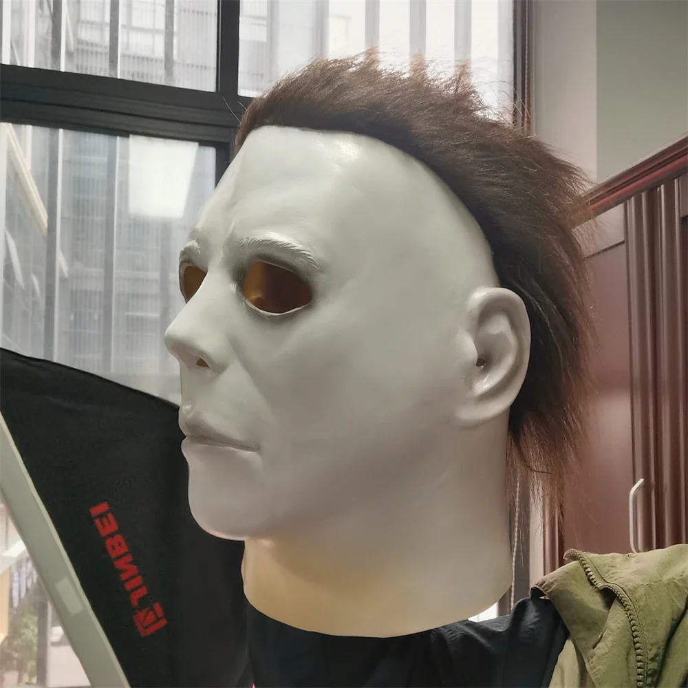 Halloween Mask Michael Myers White Latex Mask Movie Cosplay Rave Party Horror Killer Michael Myers Mask Prank Props Kids Gifts